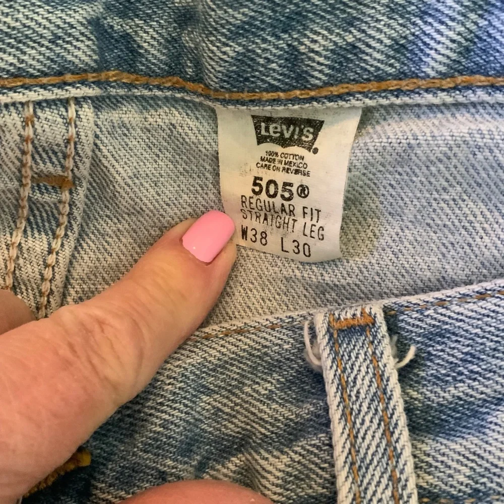 Levi’s Mens 505 Denim Jeans Light Wash Regular Fit Straight Leg Cotton Waist 38